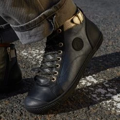 Pataugas BANJOU LATSA/MIX F4H NOIR/DORÉ -Mode Running Soldes F Palme MIX Noir Dore